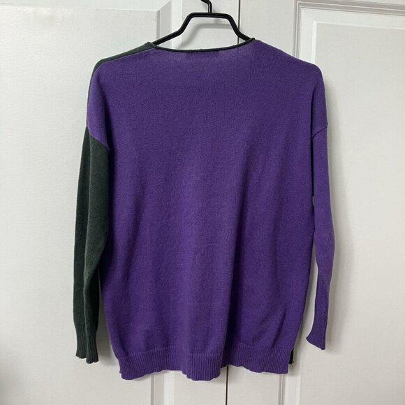 Zaket & Plover Sweater Womens XS Gray Cotton Cashmere Colorblock Gray Purple - Picture 4 of 6